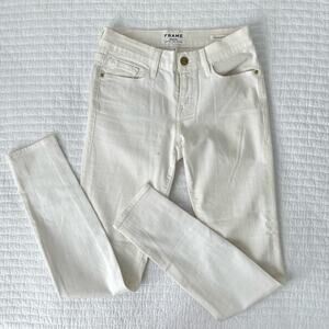 New FRAME Denim Le Skinny de Jeanne Cotton Skinny Jeans in White Size 26
